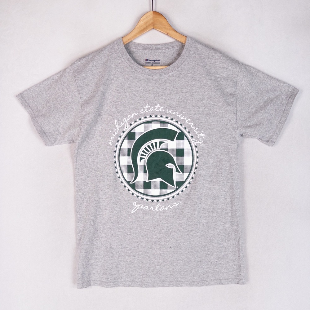 Champion T Shirt Adult M Gray Michigan State University Spartans Graphic Tee - Picture 1 of 9